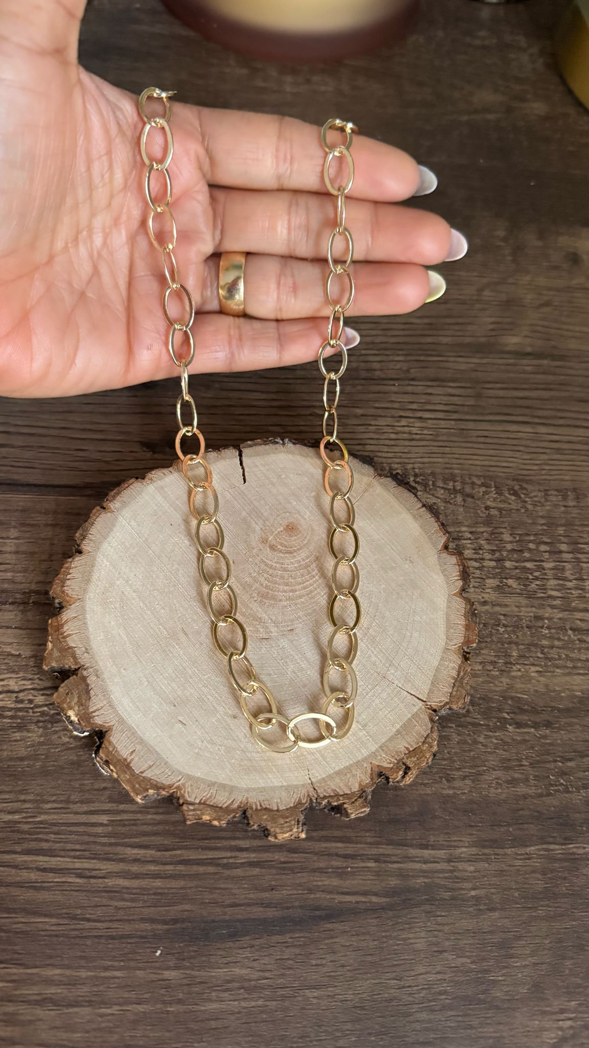 Oro Link | Base de collar con eslabones ovalados
