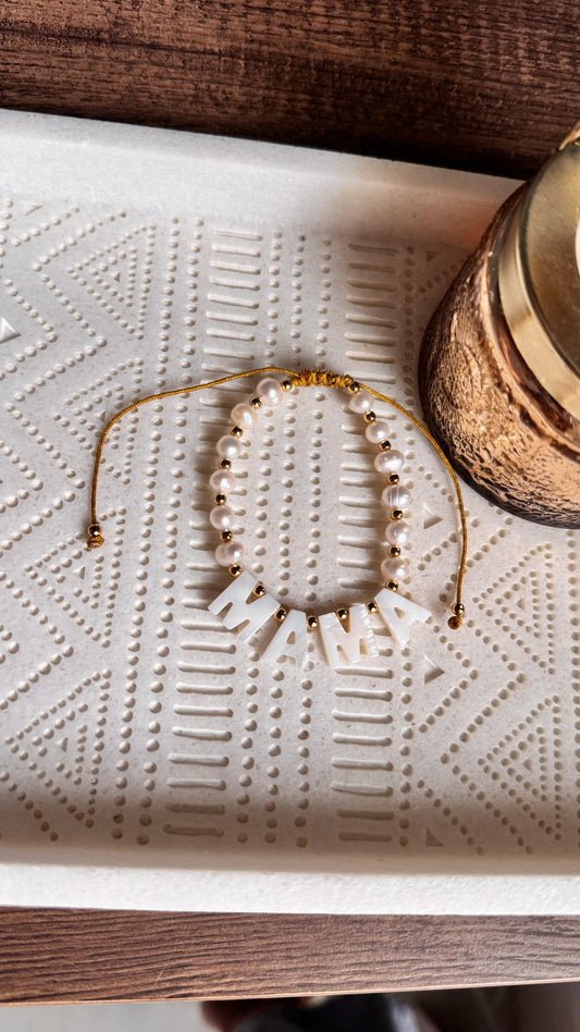 Pulsera MAMÁ con perlas